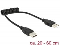 Delock Cable USB 2.0-A male / male coiled cable