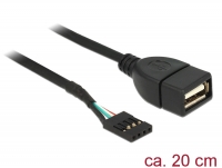 Delock Cable USB Pin header female > USB 2.0 type-A female 20 cm