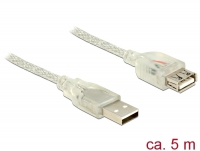 Delock Extension cable USB 2.0 Type-A male > USB 2.0 Type-A female 5 m transparent