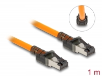 Delock RJ45 Network Cable with USB Type-C™ port finder function Self Tracing Cat.6A S/FTP 1 m orange