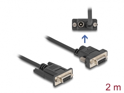 Delock Serial Cable RS-232 D-Sub9 female to D-Sub9 female Power Connection at Pin 9 2 m