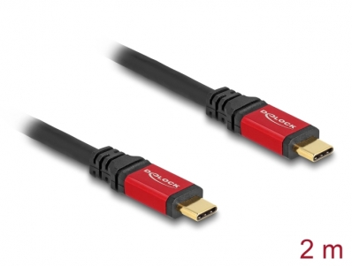 Delock USB 2.0 Cable USB Type-C™ male to male PD 3.1 240 W E-Marker 2 m red metal