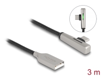 Delock USB 2.0 Cable Type-A male to USB Type-C™ male angled with LED and Fast Charging 60 W 3 m