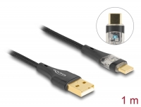 Delock USB 2.0 Cable Type-A male to USB Type-C™ male with Fast Charging 60 W transparent 1 m