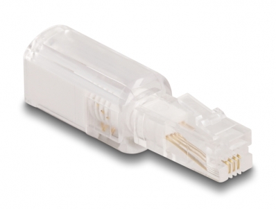 Delock Telephone Cable Anti-Twist Adapter RJ10 plug to RJ10 jack transparent / white