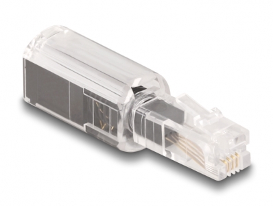 Delock Telephone Cable Anti-Twist Adapter RJ10 plug to RJ10 jack transparent / black
