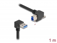 Delock USB 5 Gbps Cable USB Type-A male 90° downwards angled to USB Type-B male with screw 90° right angled 1 m black