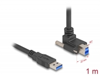Delock USB 5 Gbps Cable USB Type-A male straight to USB Type-B male with screw distance 22 mm 90° upwards angled 1 m black