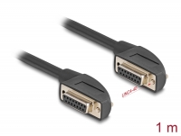 Delock Serial Cable D-Sub 15 female with screw 90° right angled to D-Sub 15 female with screw 90° right angled 1 m black