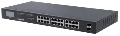 INTELLINET PoE+ Switch 24-Port Gigabit mit 2 SFP-Ports 370W