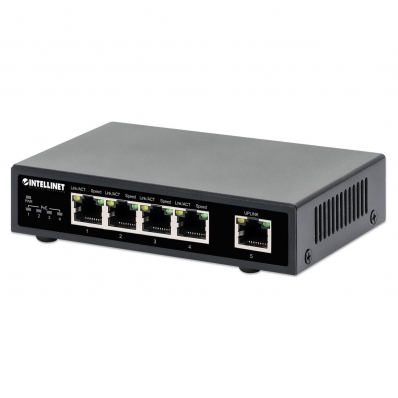 INTELLINET 5-Port Gigabit PoE+ Switch 62W