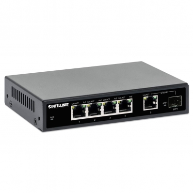 INTELLINET 5-Port Gigabit PoE+ Switch 1SFP91W