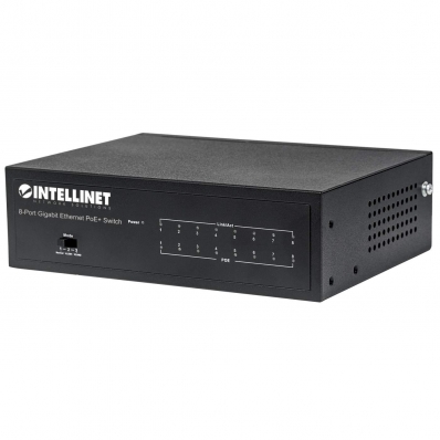 INTELLINET Switch 8-Port Gigabit Ethernet PoE+ 60W Desktop