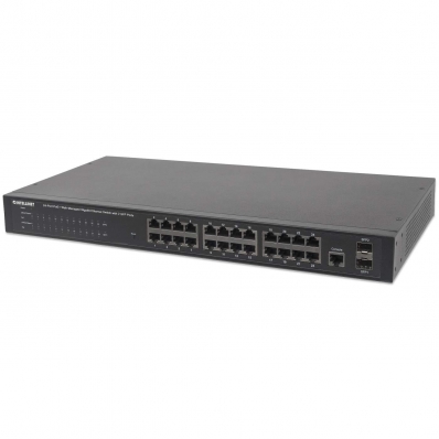 INTELLINET Switch 24x GE Web-Managed SNMP 2xMini Gbic PoE+