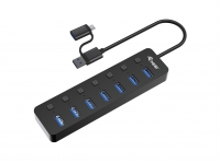 Equip USB-Hub 7-Port 3.2 ->7x3.2 inkl USB-C Adapter schwarz