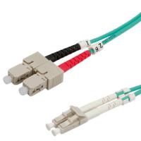 VALUE Fibre Optic Jumper Cable, 50/125µm, LC/SC, OM3, turquoise 0.5 m