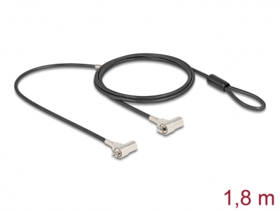 Navilock Dual Laptop Security Cable with Key Lock for Kensington slot 3 x 7 mm and Noble Wedge slot 3.2 x 4.5 mm