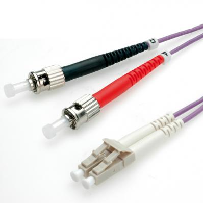 VALUE Fibre Optic Jumper Cable, 50/125µm, LC/ST, OM4, purple 0.5 m