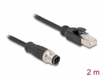 Delock M12 Cable D-coded 4 pin male to RJ45 male PVC 2 m