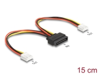 Delock SATA Power Cable 15 pin plug to 2 x Floppy 4 pin female 15 cm