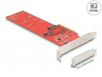 Delock PCI Express x8 Card to 2 x internal NVMe M.2 Key M 110 mm - Bifurcation - Low Profile Form Factor