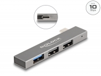 Delock 3 Port Slim USB Hub with USB Type-C™ to 1 x USB 10 Gbps USB Type-A + 2 x USB 2.0 Type-A