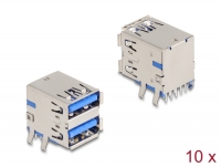 Delock USB 5 Gbps Type-A female double row 18 pin THT connector for through-hole mounting 90° angled 10 pieces