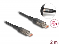Delock USB 2.0 Data and Fast Charging Cable USB Type-C™ male to male PD 3.0 100 W with power indication transparent 2 m