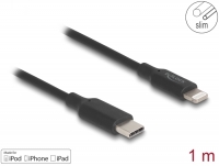 Delock Slim Data and Charging Cable USB Type-C™ to Lightning™ for iPhone™, iPad™, iPod™ black 1 m MFi