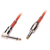 6m Guitar Lead - 1/4" Straight Jack to 1/4" Right Angled Jack, Red