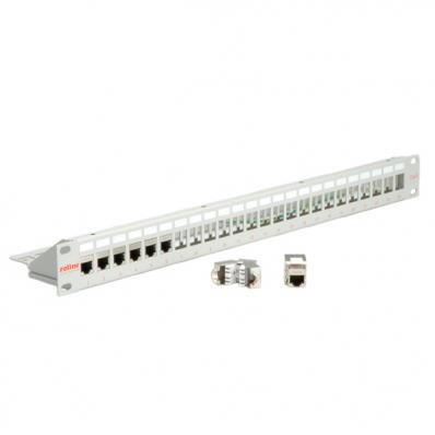 Keystone 19`` Module frame Cat.5/Cat.6/Cat.6a, 24 Ports, shielded light grey