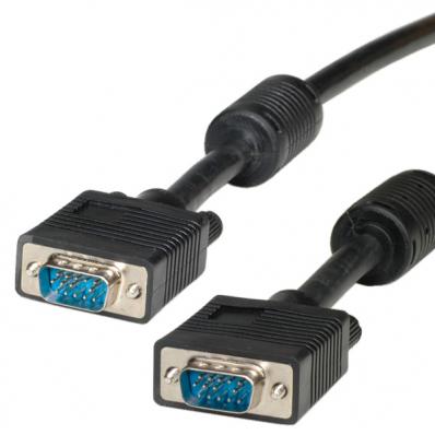 ROLINE HQ VGA Cable + Ferrite, HD15, M/M 2 m