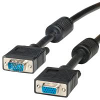 ROLINE HQ VGA Cable + Ferrite, HD15, M/F 2 m