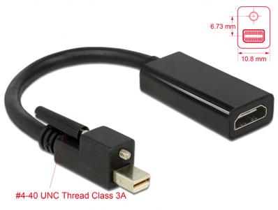 Delock Adapter mini Displayport 1.2 male with screw HDMI female 4K Active black