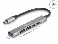 Delock 4 Port Slim USB Type-C™ Hub with 1 x USB 10 Gbps Type-A + 2 x USB 2.0 Type-A + 1 x USB 2.0 USB Type-C™ and PD 95 W