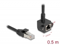 Delock Network Extension Cable RJ45 plug to RJ45 jack 90° angled Cat.6 F/UTP 0.5 m black