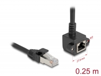Delock Network Extension Cable RJ45 plug to RJ45 jack 90° angled Cat.6 F/UTP 0.25 m black