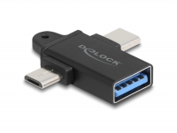 Delock Adapter USB 10 Gbps 2 in 1 USB-A female to USB Type-C™ male + USB Micro-B male OTG