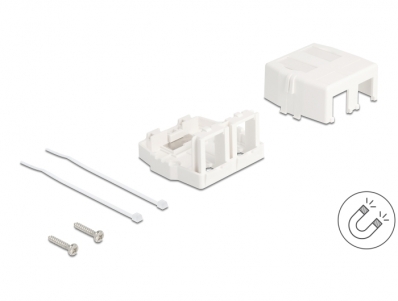 Delock Keystone Surface Mounted Box 2 Port with magnetic bottom, white