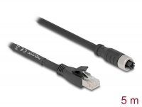 Delock M12 Cable X-coded 8 pin female to RJ45 plug Cat.5e S/FTP flexible 5 m black