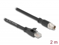 Delock M12 Cable X-coded 8 pin male to RJ45 plug Cat.5e S/FTP flexible 2 m black