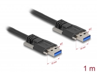 Delock USB 5 Gbps Cable Type-A male to Type-A male with screw distance 19 mm 1 m black