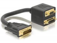 Delock Adapter DVI-I (Dual Link) male to DVI-I (Dual Link) and VGA female