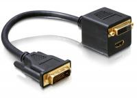 Delock Adapter DVI25 male to DVI25 and HDMI female
