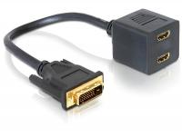 Delock Adapter DVI 25 male to 2x HDMI female