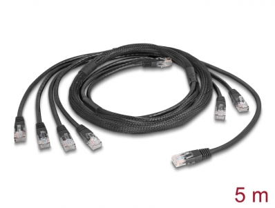 Delock RJ45 Trunk Cable 4 x plug to 4 x plug Cat.5e UTP 5 m black