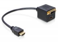 Delock Adapter HDMI male to HDMI + DVI25 female