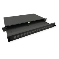 ROLINE 19" 1U Fiber Optic Patch Panel, for 16 Keystones, black