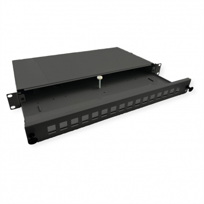 ROLINE 19" 1U Fiber Optic Patch Panel, for 16 Keystones, black