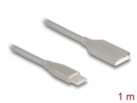 Delock USB cable with metal sheath USB Type-A male to USB Type-C™ male PD 3.0 60 W 1 m silver